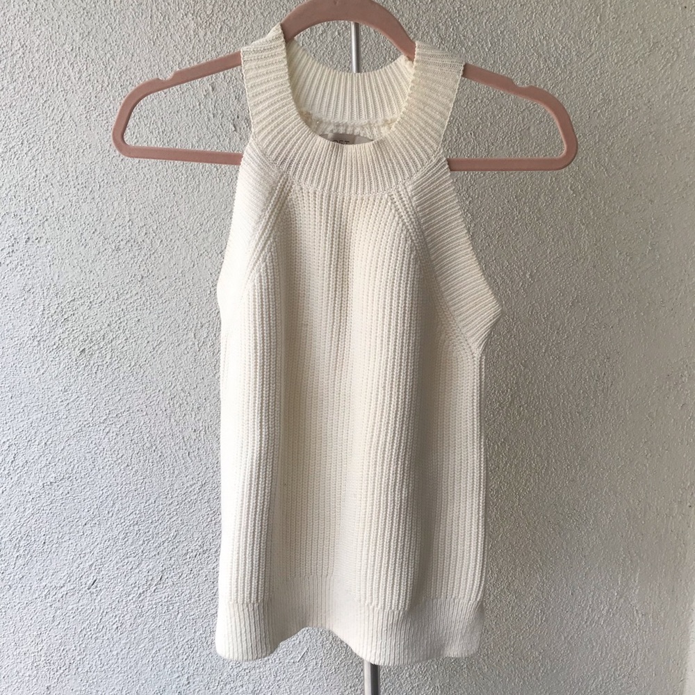 Loft White Ribbed Sweater - Small